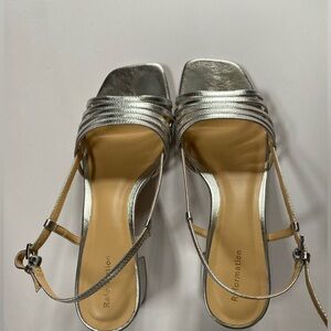 Reformation Sling Back Block Heel Sandal Silver